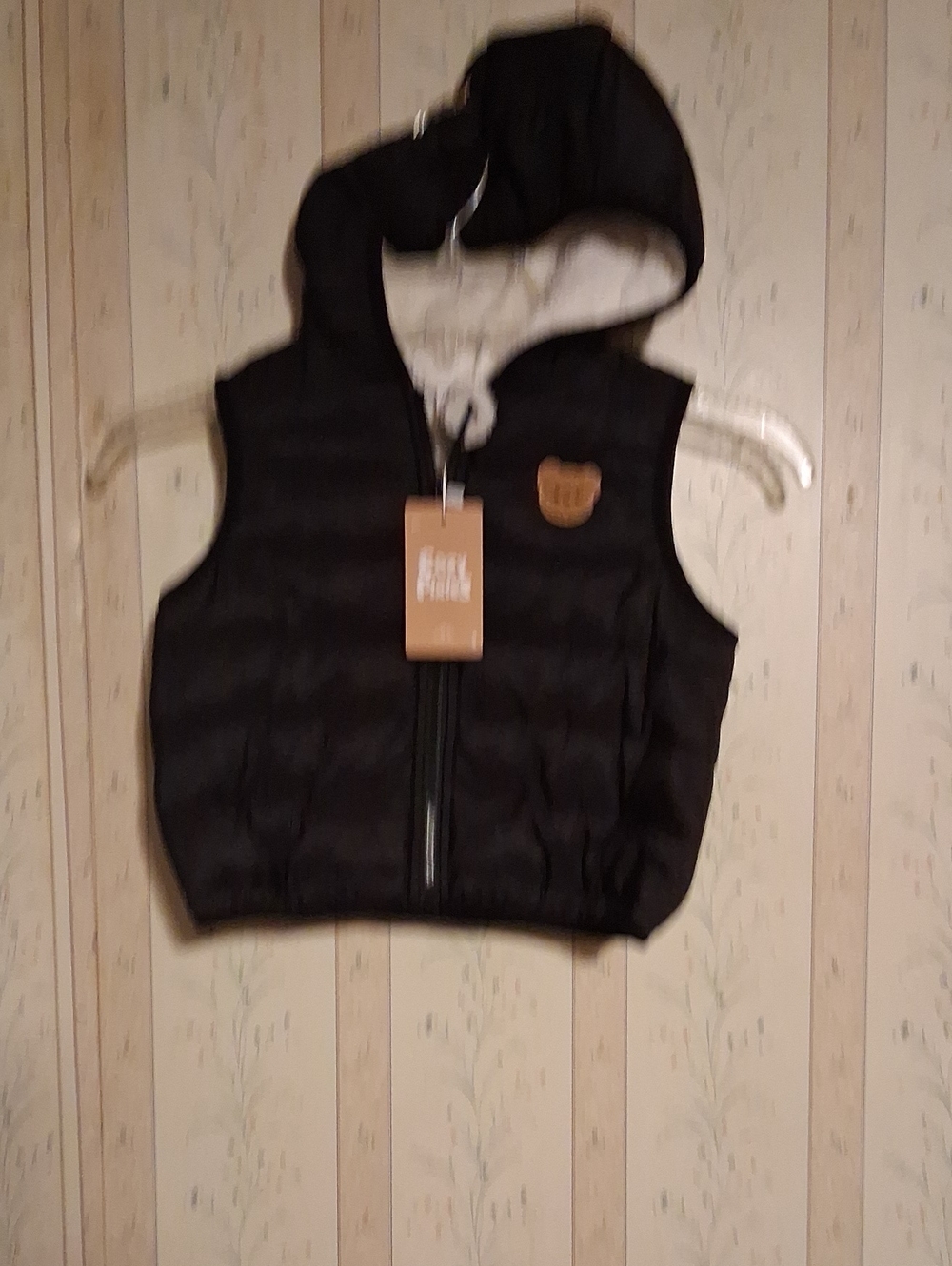 Kids Black Hooded Puffer Vest - Brand